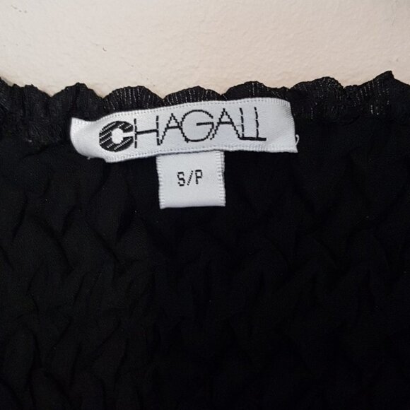 Vintage 90s Y2K Chagall black origami crinkle asymmetrical long sleeve top sz S - Picture 5 of 7